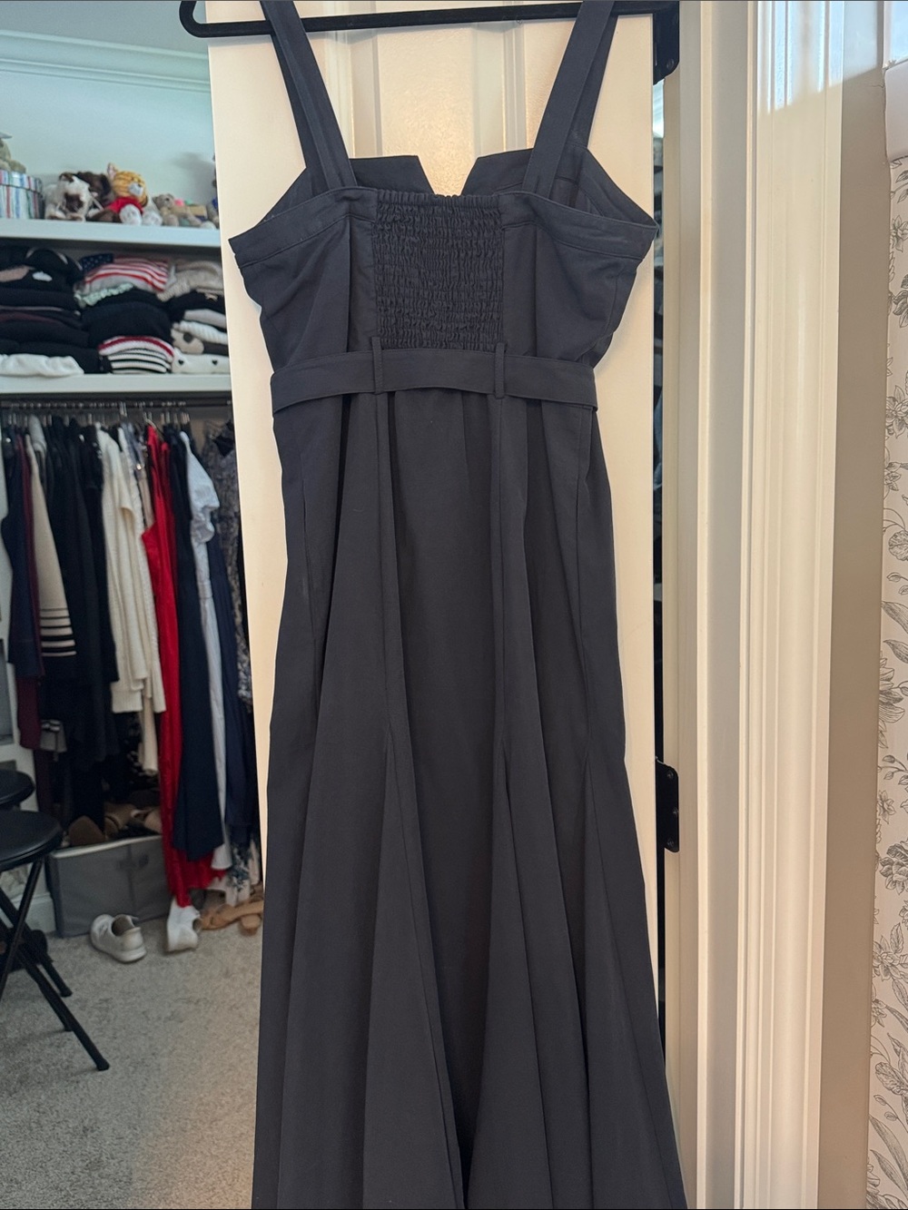 Astr Black Sleeveless Midi Dress with Button Bodice and Waist Tie - Picture 5 of 5